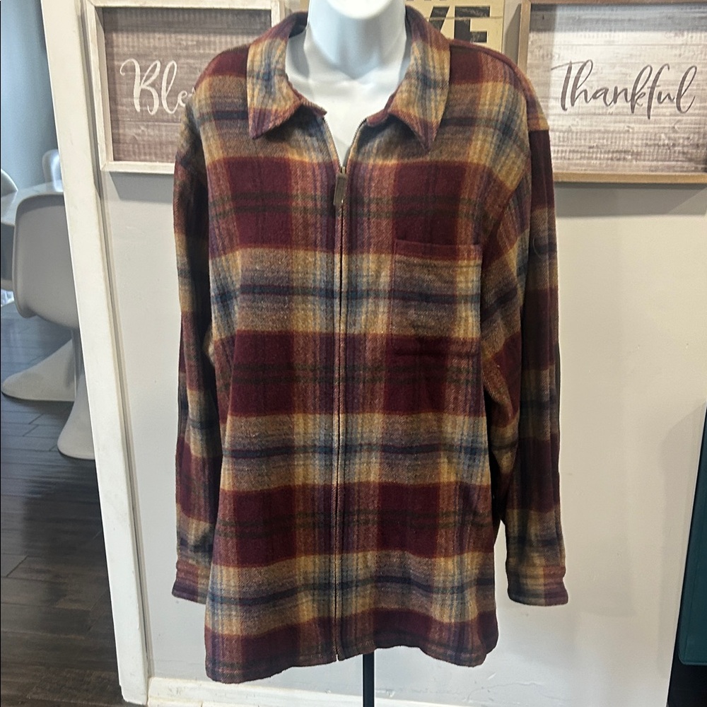 Plaid Utility Jacket in Red and Yellow